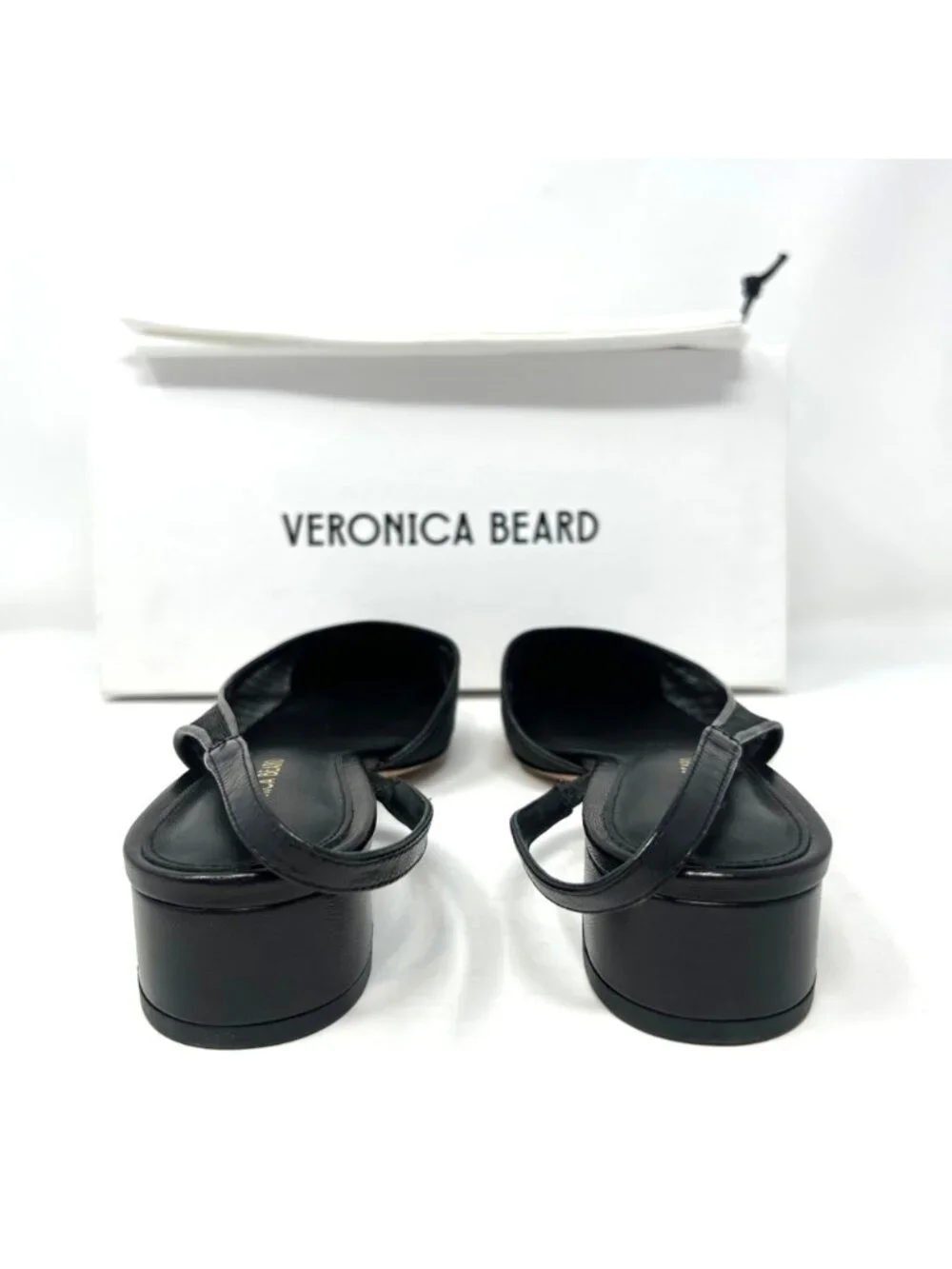 Veronica Beard Cecile Black Mesh Leather Cap Toe Slingback Heels Pumps 6.5M